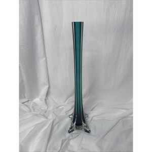 Vintage MCM Teal Sommerso Bud Table Floor Eiffel Tower Vase 16" Albert Price